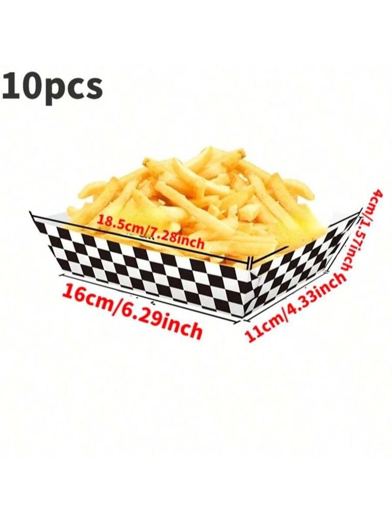 Rennsport-Foodbox mit großer Kapazität, schwarz-weiß kariert, geeignet für Snack-Tabletts, Imbiss zum Mitnehmen, Geburtstags-Themenpartys