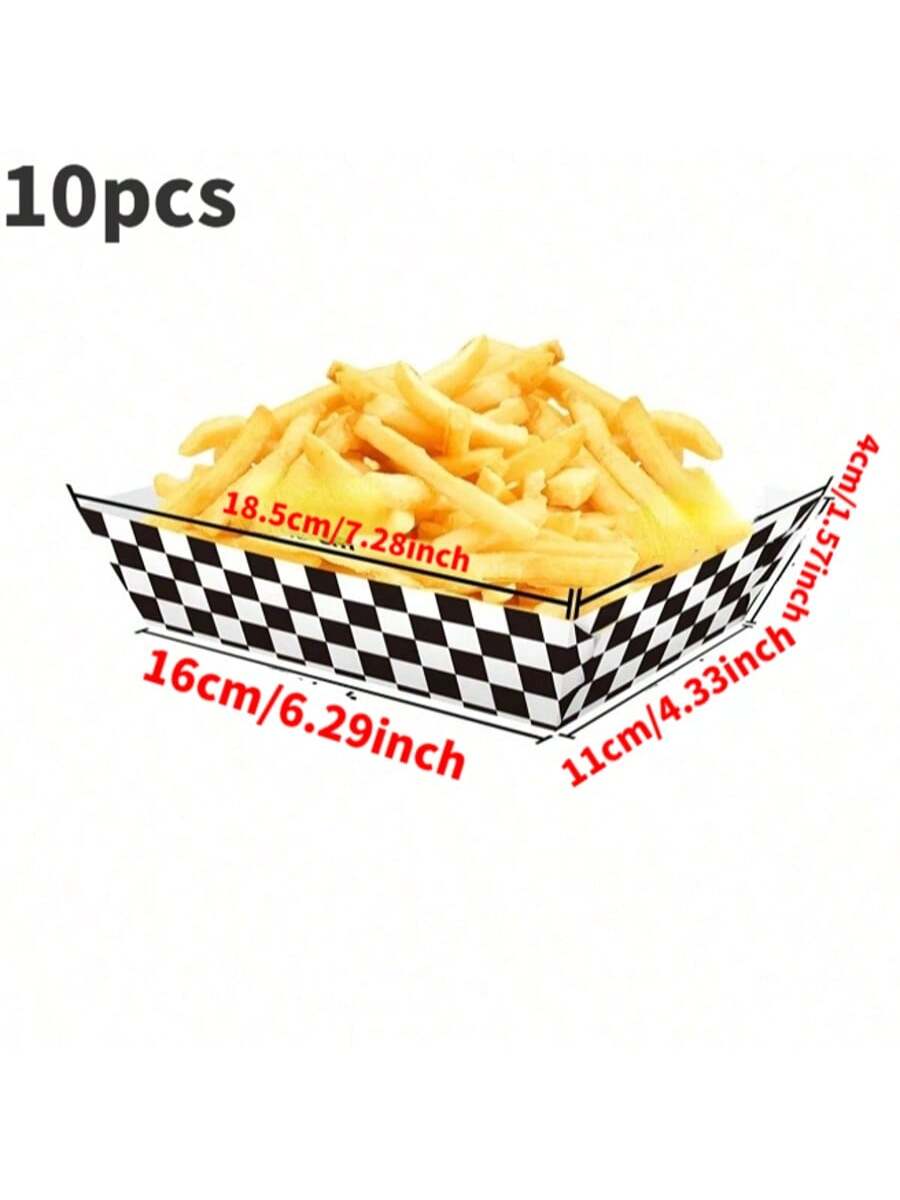 

Large Capacity Racing Black and White Checkered Food Box Suitable for Snack Trays, Takeaway Snacks, Birthday Themed Parties 10pcs чёрный