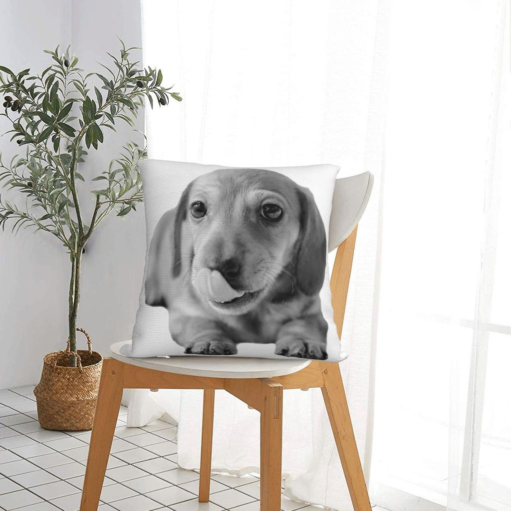 Cute Dachshund Puppy Throw Pillow Cover Polyester Cushions for Sofa Wiener Sausage Doxie Dog Lover 4545cm Cushion Covers