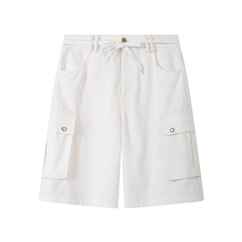 Thelight2025 Spring/Summer New Overalls Women White Wide Leg Shorts Women Commuting Sweat Pants Casual All-matching