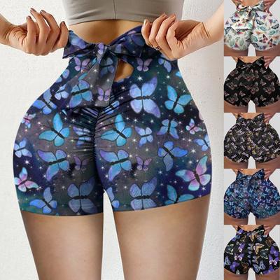 Sexy Women Yoga Shorts Butterfly Print Sport Workout Clubwear Homewear