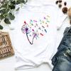 Women's dandelion floral print letter t-shirt - Trendy women's T-shirt with short sleeves Summer polyester fabric