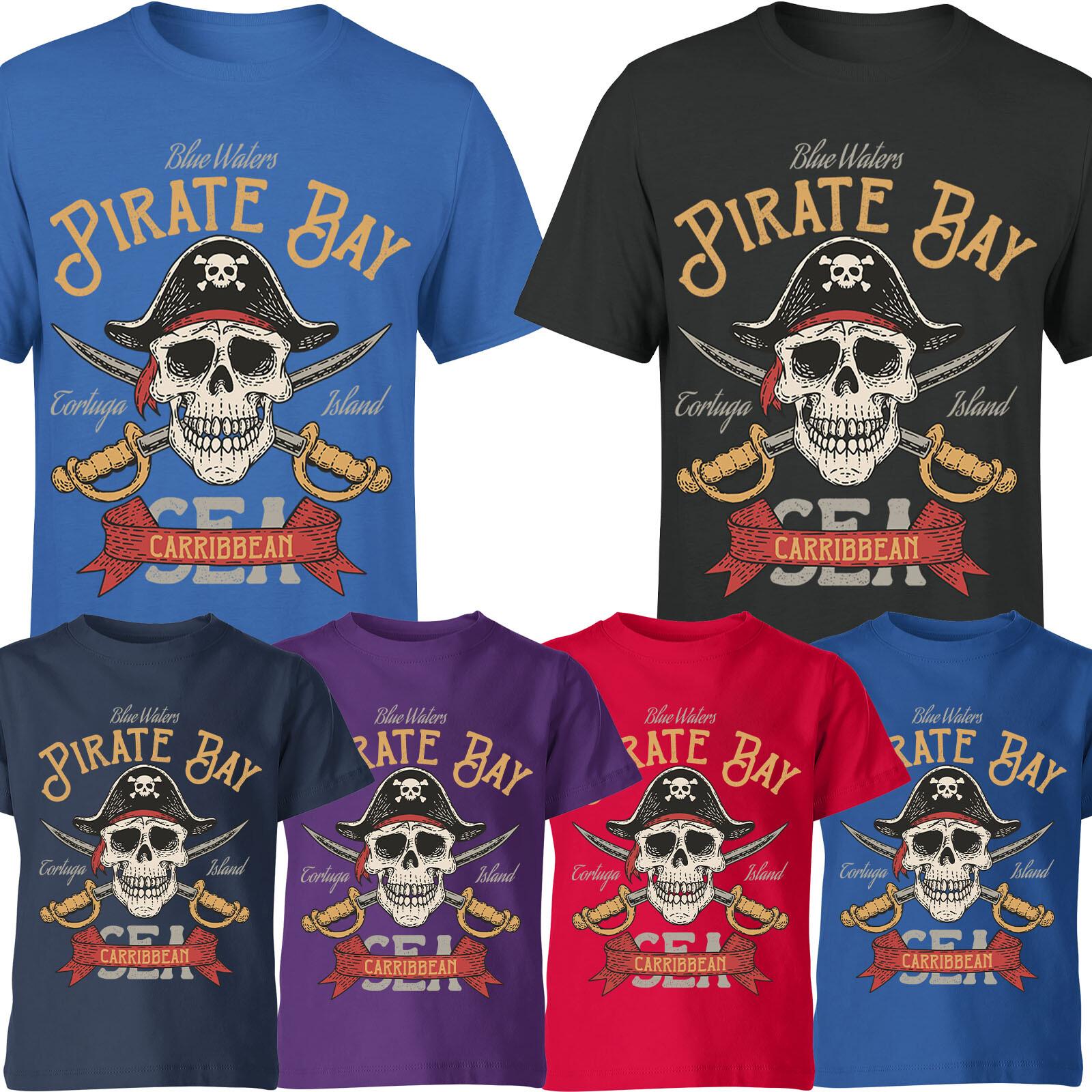 Pirate Bay Skull and Crossbones Carribbean Sea Mens T Shirt Mens Womens Tees Top Top Or P1 A XL