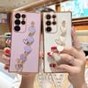 Electroplated Heart Bracelet Strap Phone Case for Samsung Galaxy S24U/S23P/A15/A35
