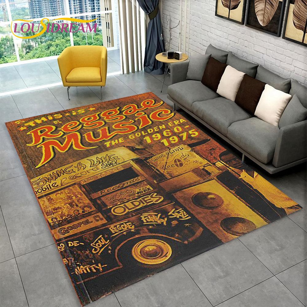 Bob Marley Reggae Music Maple Leaf Jamaican Area Rug,Carpet Rug for Living Room Bedroom Sofa Doormat Decor,Non-slip Floor Mat