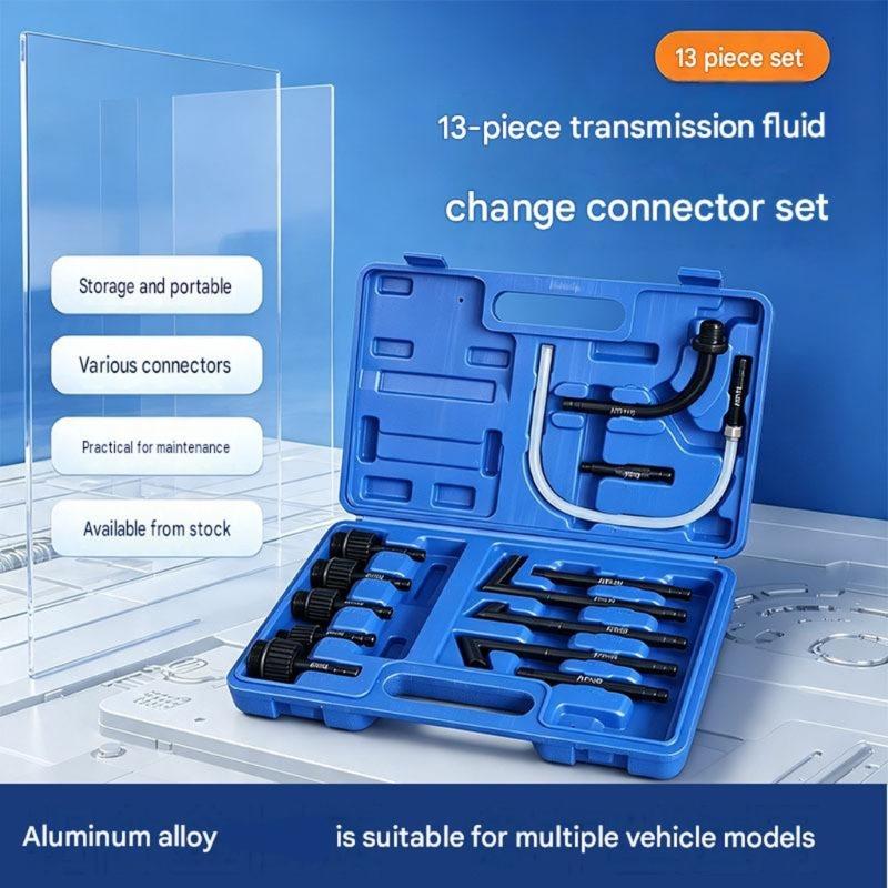 Storage Box Transmission Refill Filling Adapter Set with Hose Line, Metal Ends and Oil Adding Use for Vehicle Garage Maintenance Work Today