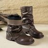 Martin boots women's British style 2025 autumn new high-heeled locomotive boots brown retro Maillard knight boots