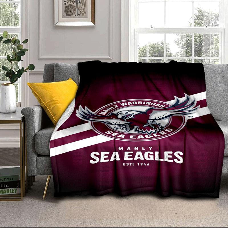 Manly Sea Eagles Crest Portable Blanket/Soft Blanket Bedding Blanket Suitable for Travel Camping Living Rooms Offices Sofas Fan Gifts