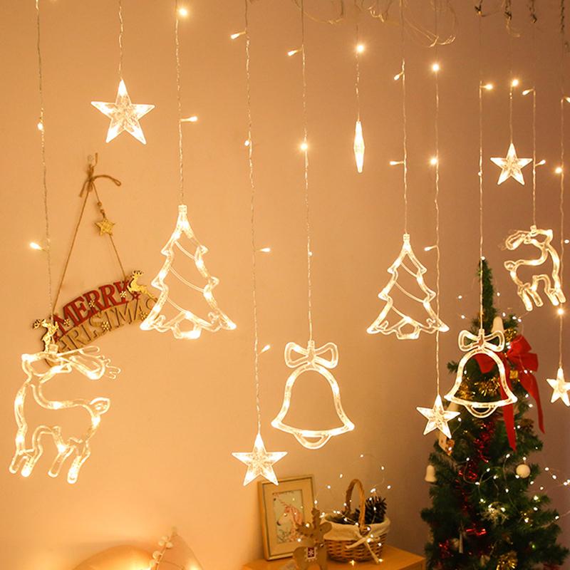 AC 110V Christmas Tree Deer Bells String Lights Fairy Lights Outdoor Decoration
