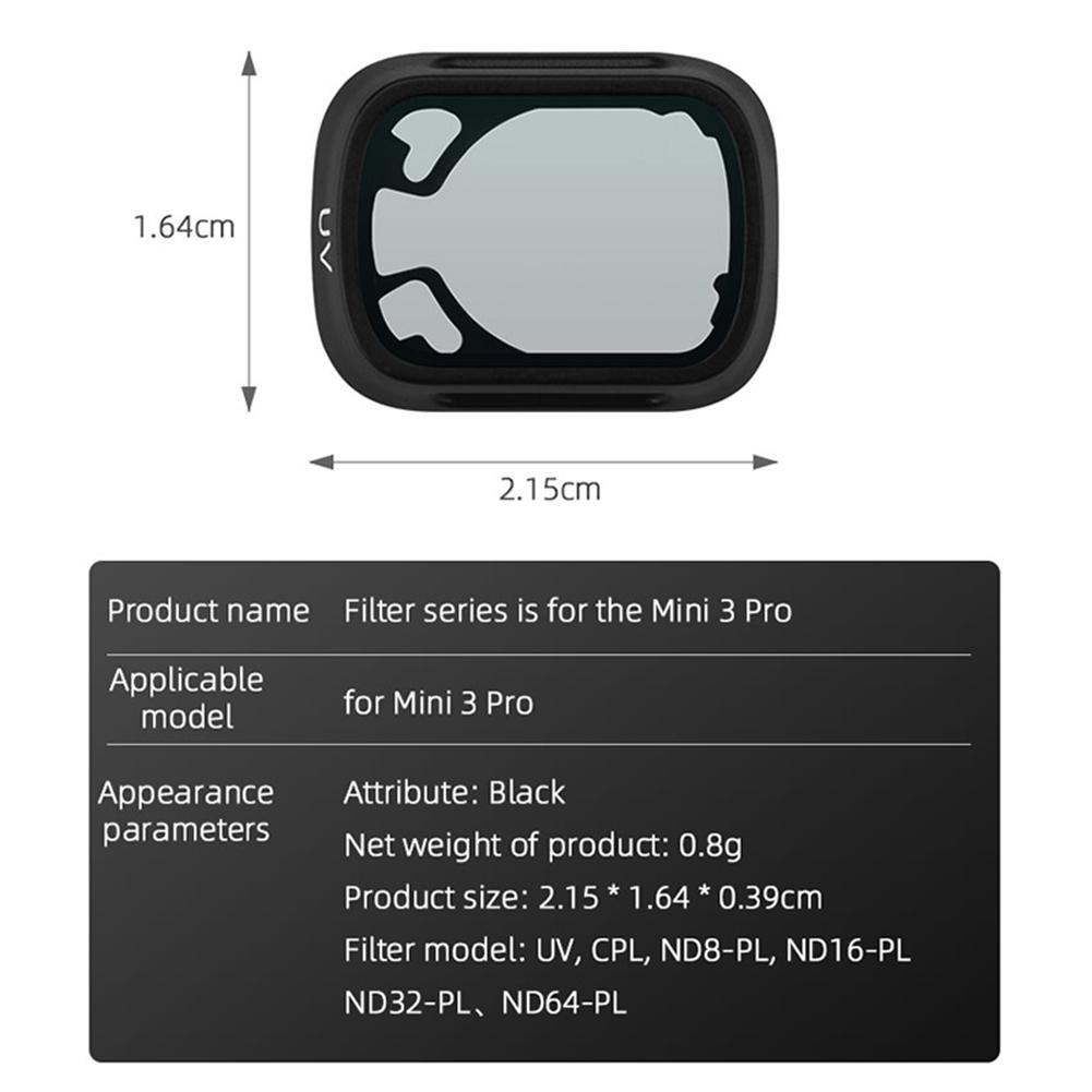 Aluminum Alloy Glass Lens Protective Filter Glass Protection Filter Lens UV CPL Replacement Drone Accessories for DJI Mini 3 Pro