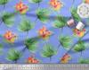 Soimoi Red Poly Crepe Fabric Leaves & Floral Decor Fabric Printed By the Metre 42 Inch