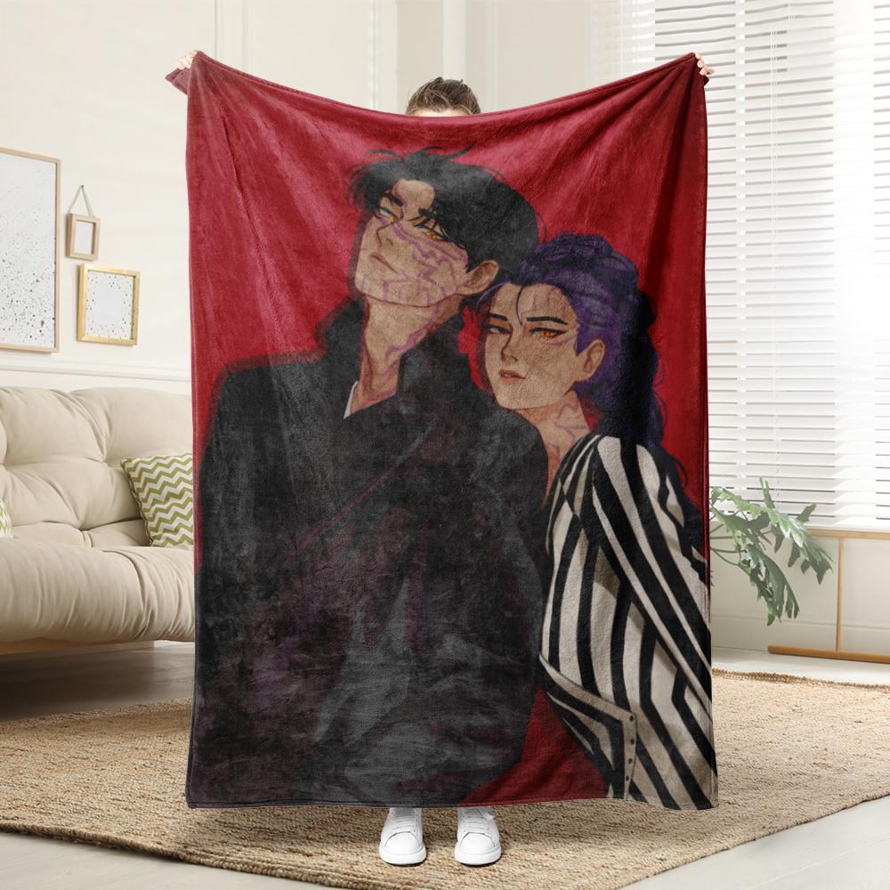 KPop Demon Hunters The fantasy world on the blanket: Anime characters and cute pet patterns keep warm and warm