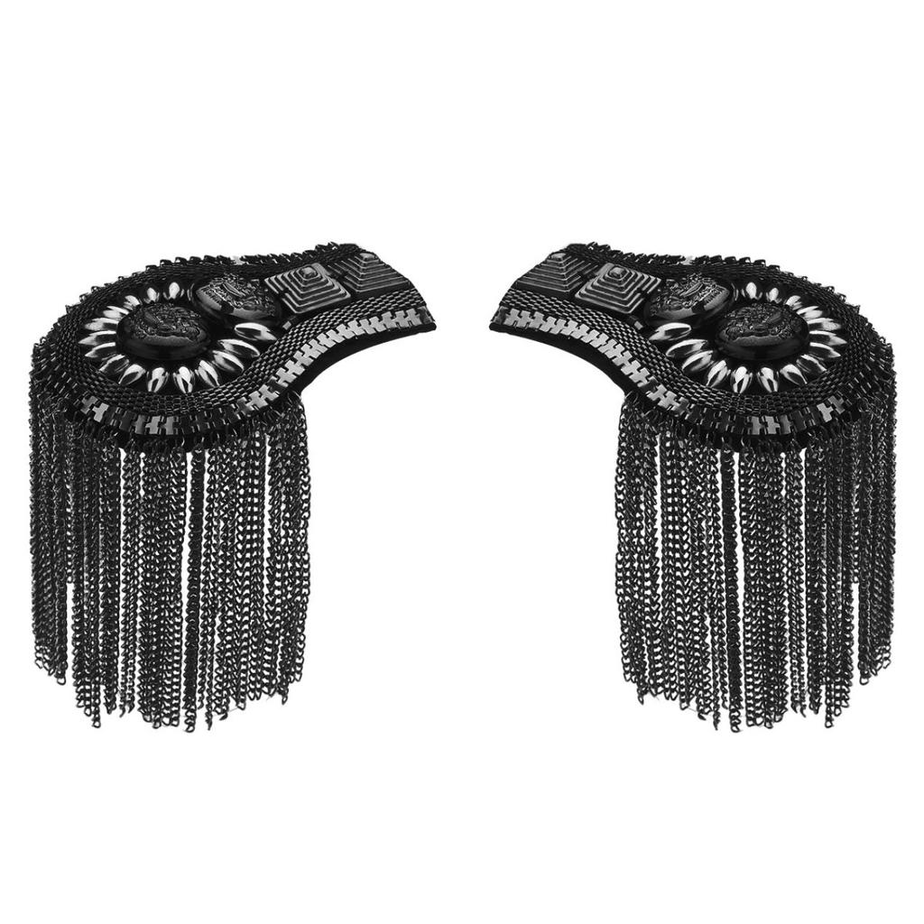 Épaulettes d'épaule à pampilles, 2 pièces, chaîne à maillons, Punk, planches d'épaule, Badge, accessoires d'uniforme