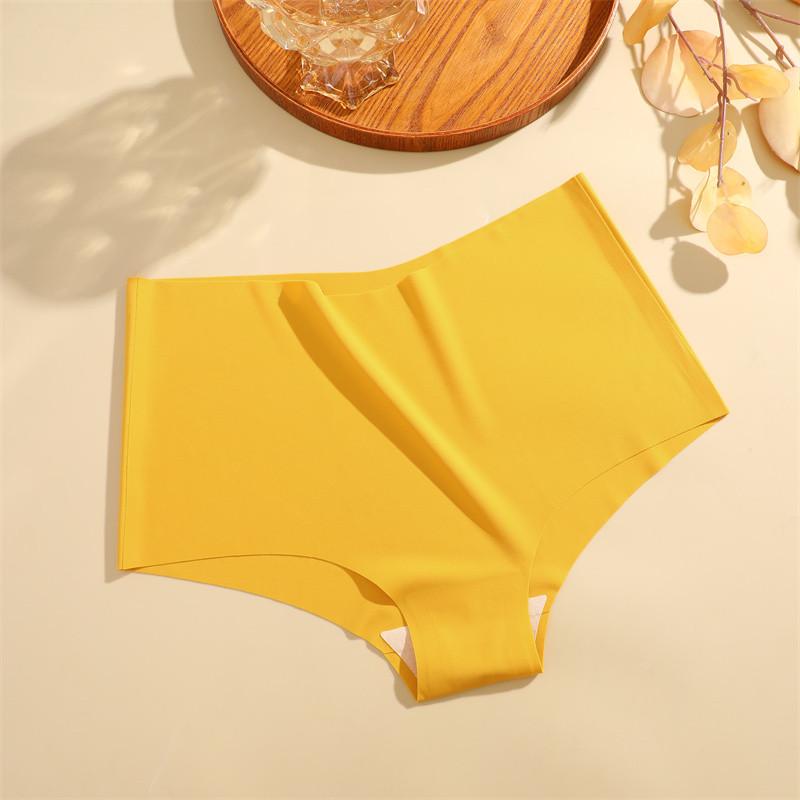 FINETOO Women Ice Silk Panties High-Waist Underwear Seamless and Traceless Briefs Solid Color Lingerie