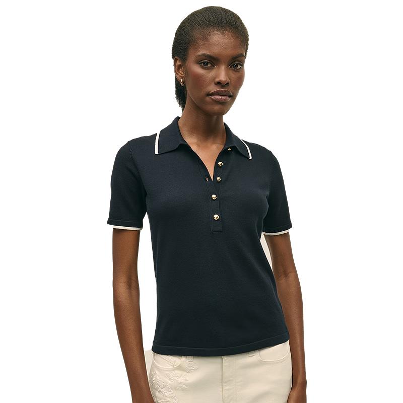 Женская рубашка-поло Brooks Brothers из коллекции Luxury с контрастной отделкой S