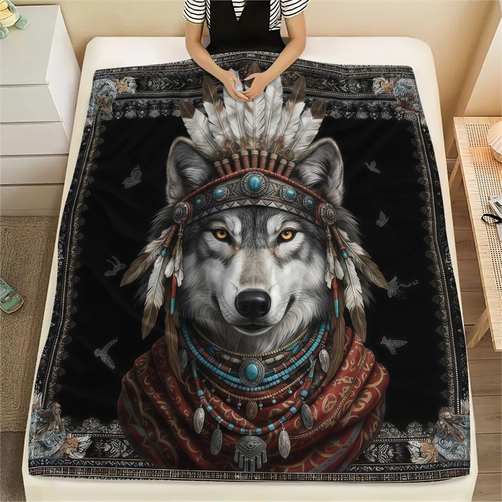 1PC Adorned Wild Sovereign Print FlAannel Blanket, High quality Comfortable for All Seasons, Home Decor, Warmth and Comfort