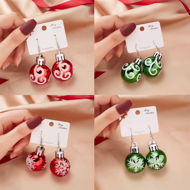 Christmas Sequins Round Ball Drop Earrings For Women Shiny Snowflakes Stars Resin Earring Celebrate Festival New Year Zircon