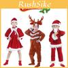 Festive Kids Girls Christmas Cosplay Costume W/elk Santa Claus Outfits