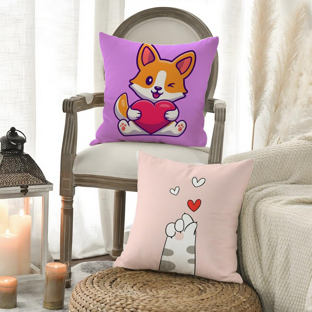 Cute Cartoon Dog Art Combination Pillow Case Pattern Printed Pillowcase for Living Room Sofa Cushion Cover & Bedroom Decor