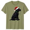 Black Labrador Dog Christmas Holidays Unisexs Unisexs Graphic Tee Santa Hat Lights