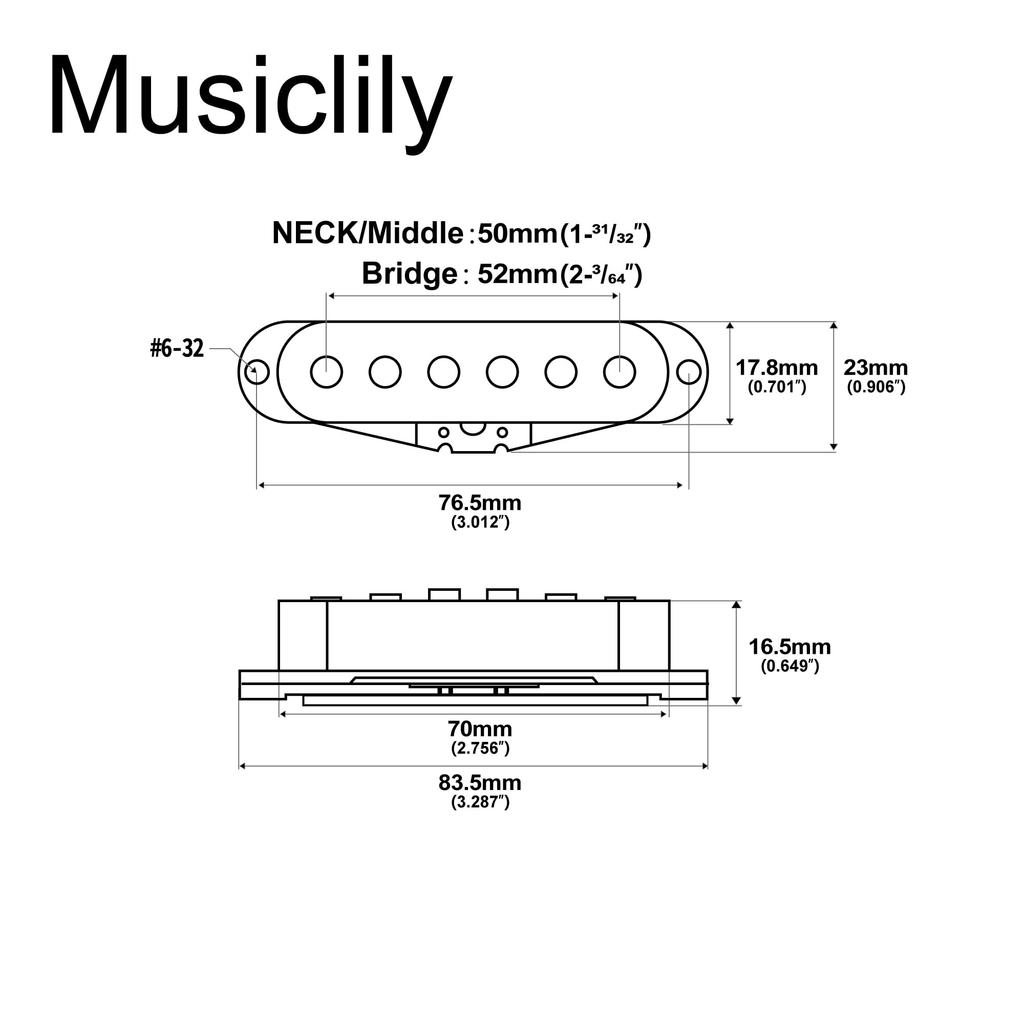Musiclily Pro Alnico 5 Staggered Single Coil Pickups and for Strat Electric Cream ST-50S (Neck, Middle, Bridge) Guitars,