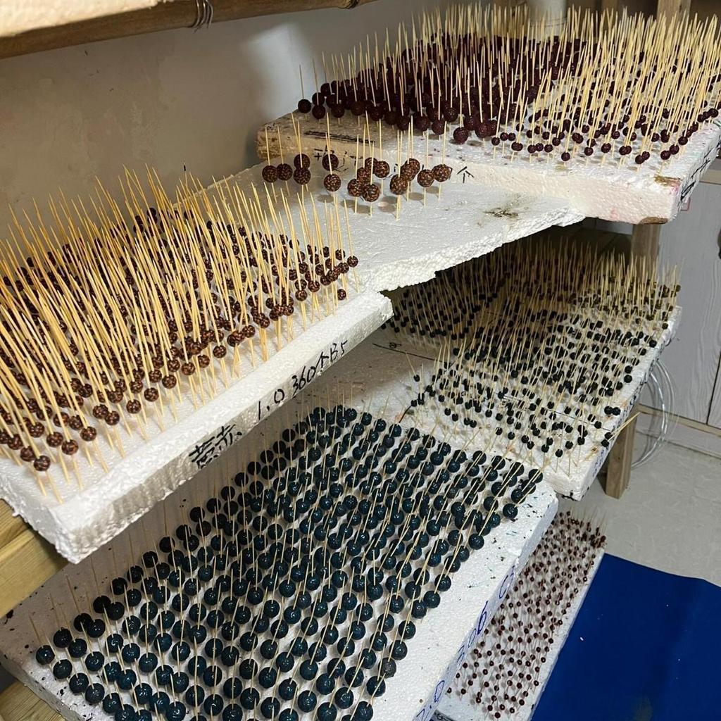 Genuine Flawless 8mm Lacquer Beads Inlaid with Mother-of-Pearl Buddhist Prayer String