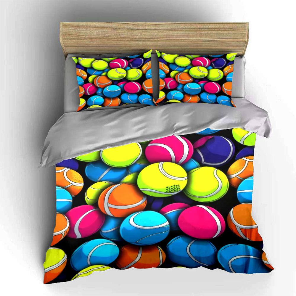 Colorful Tennis Balls Set For Practice Kid'S And Adults' Bedroom Decor, Exquisite Three-Piece Bedding Set Gift