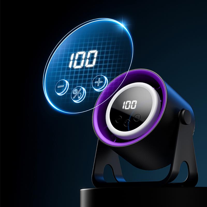 USB Desktop Fan with 100 Speed Digital and Battery Display, Silent Desktop Fan with Multi-directional Rotation and Night Light