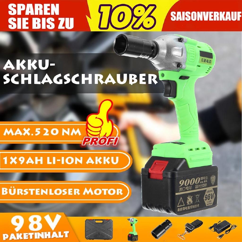 

98V Cordless Lithium-Ion Electric Impact Wrench Brushless Motor Speed Torque Powerful Tool