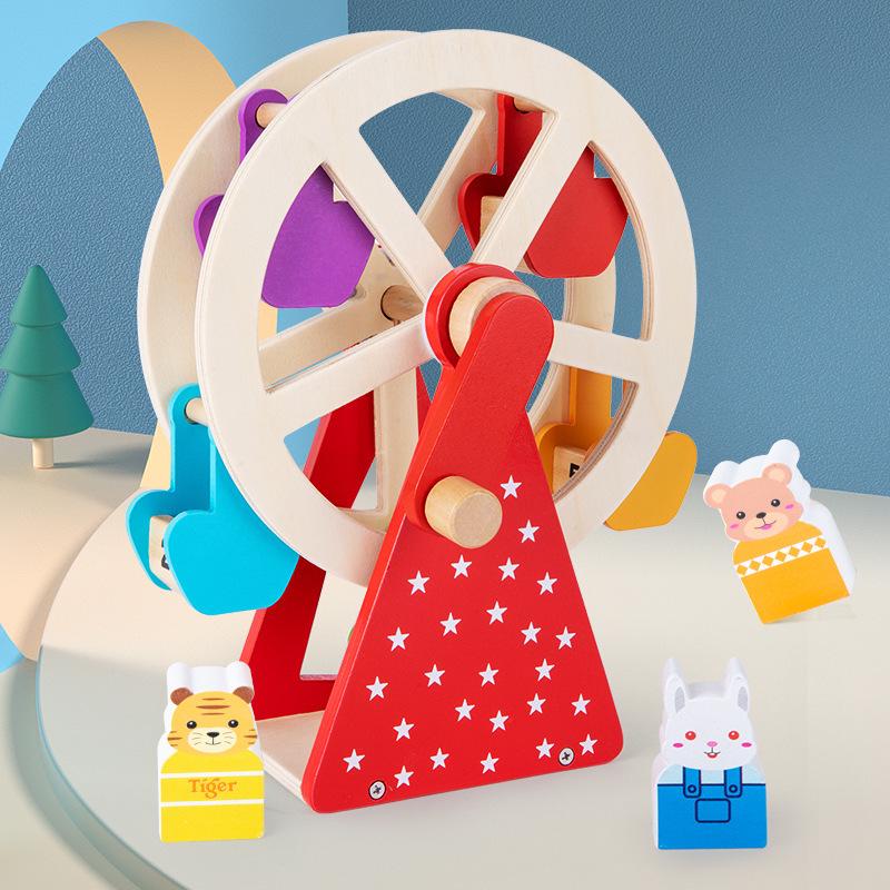 Wooden Animal Ferris Wheel: Hand-Cranked, Educational Toy for Toddler and Parent-Child Play
