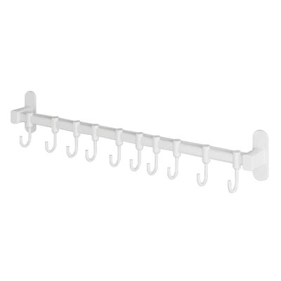 Suport de perete pentru ustensile, suport de bară din aluminiu spațial cu glisare ușoară, bară de bucătărie cu cârlige pentru vase de gătit