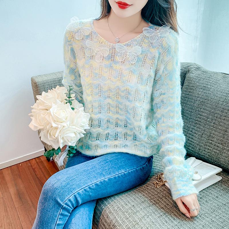 Spring 3D Butterfly Knit Top: Stylish, Colorful Pullover Sweater for Trendy Women