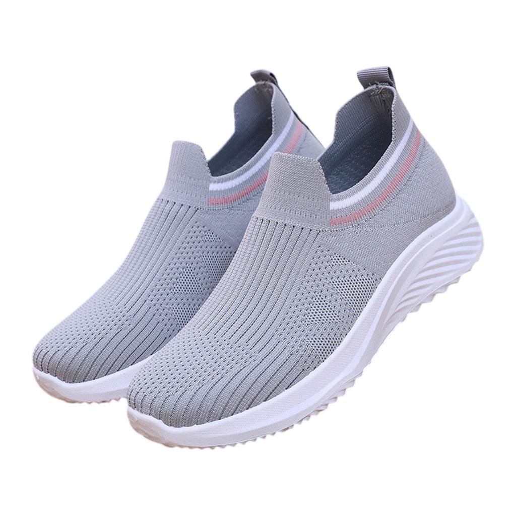 Lightweight Slip-On Knit Sneakers for Women Breathable Casual Athletic Shoes Flexible Sole Comfortable Fit