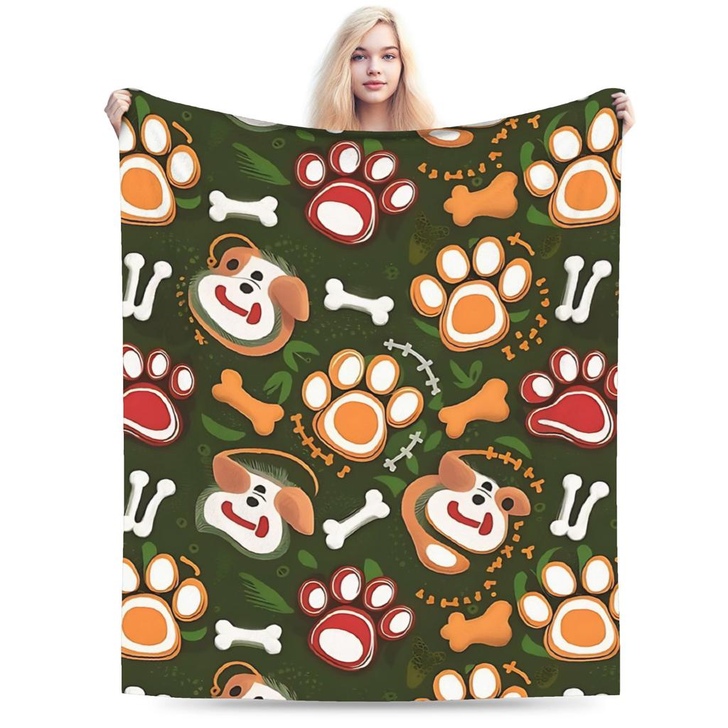 Retro Vintage Art Cute Dogs Warm Soft Blanket Kids Adult Plush Throw Blanket Novelty Outdoor Flannel Bedspread Sofa Bed Cover