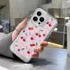 Luxury Shockproof Soft Clear Phone Case For iPhone 16 15 14 13 12 11 Pro Max XS XR 7 8 Plus SE 2020 Cherry Bowknot Pattern Cover