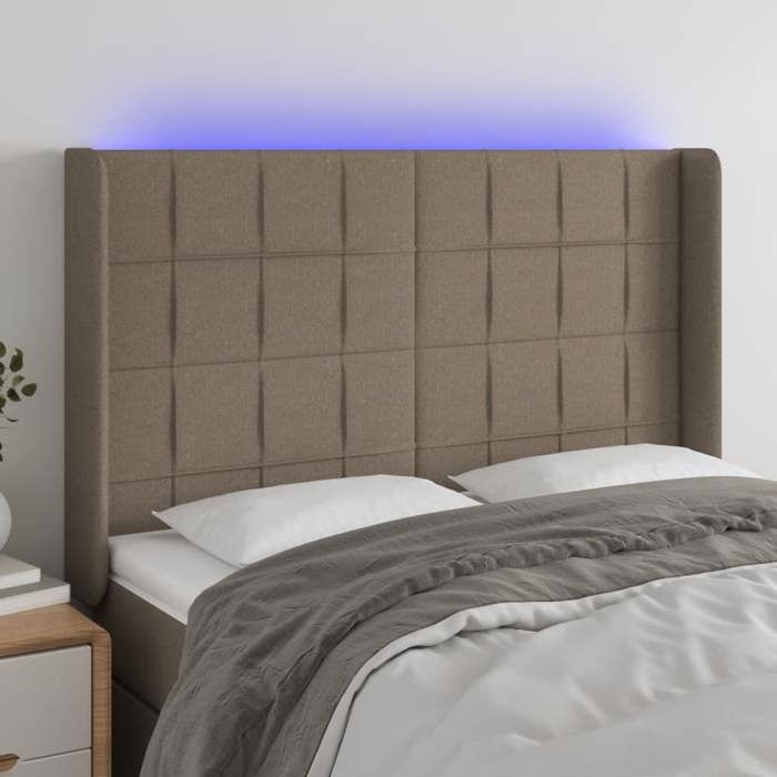 VidaXL Tête de Lit à LED Meuble de Chambre à Coucher Accessoire de Lit Double Tête de Cadre de Lit Intérieur Taupe 3124050