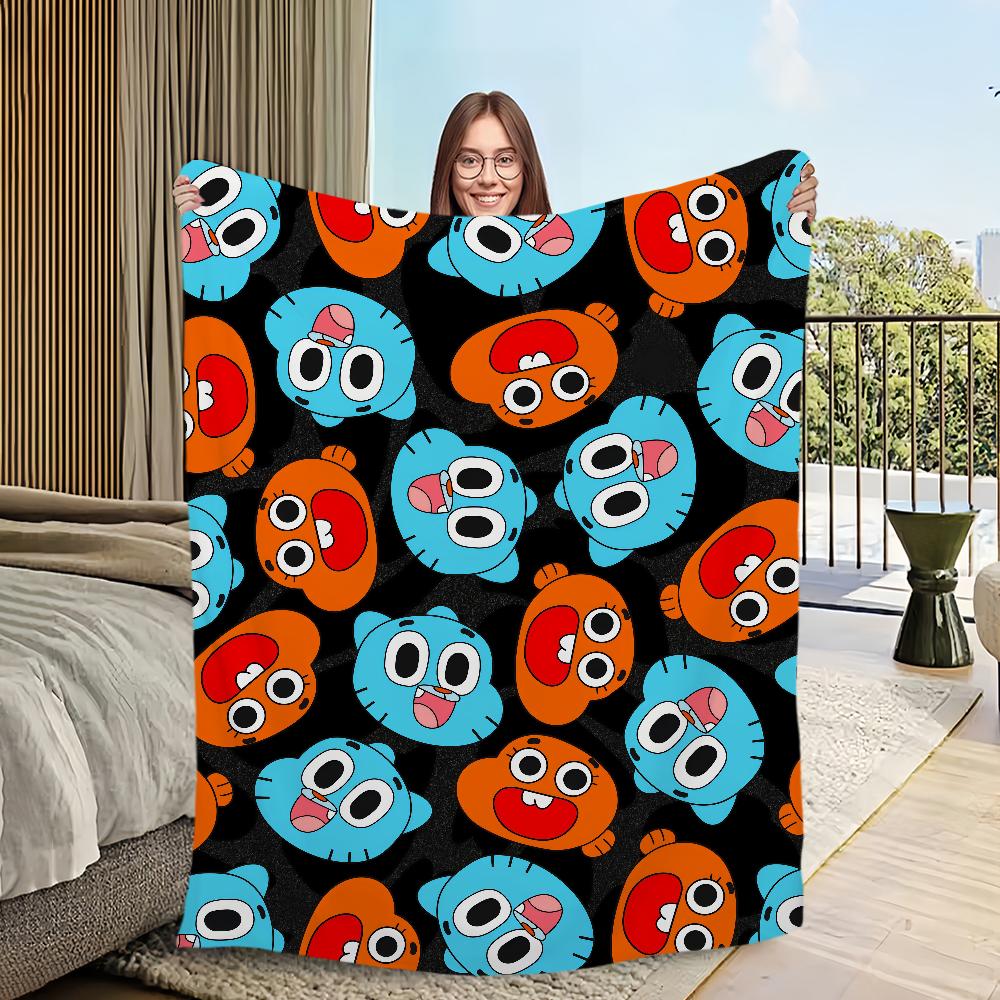 cartoon funny art Flannel warm soft plush blanket sofa living room hogar of G-gumball bedroom W-world travel gift home A-Amazing