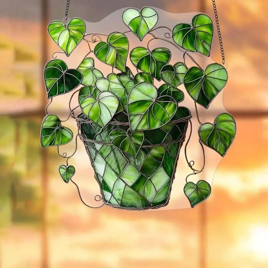 Acrylic Garden Sign with Potted Plant Pattern Weather-Resistant Outdoor Pendant 2D Lawn And Patio Decor for Home Celebration And Garden