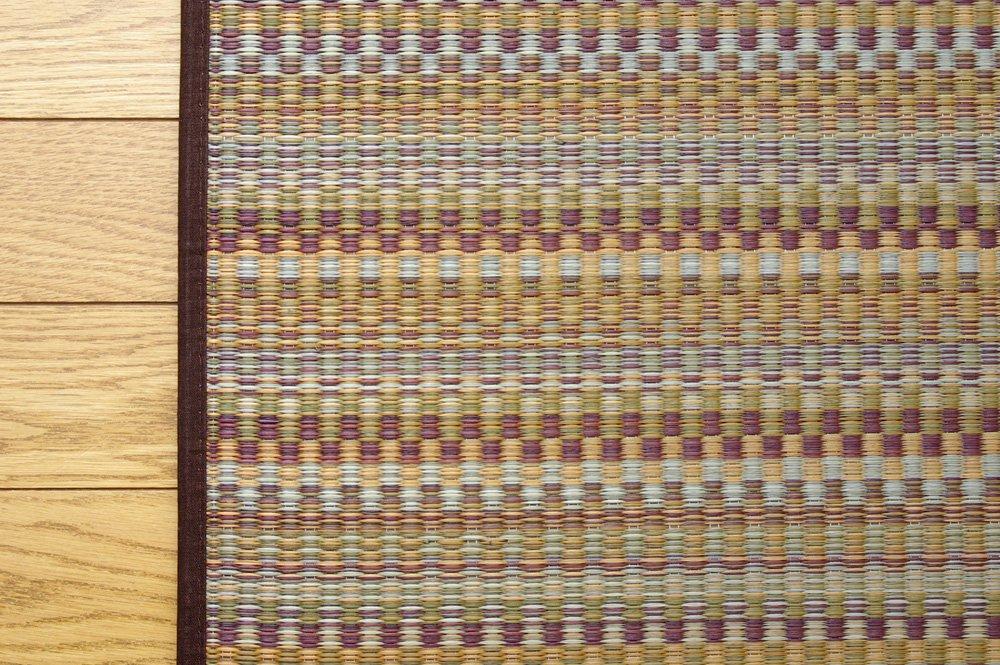 IKEHIKO "F Varias" Japanese-Made Igusa Rug, Brown, Approx. 191 x 191 cm (Urethane Backing)