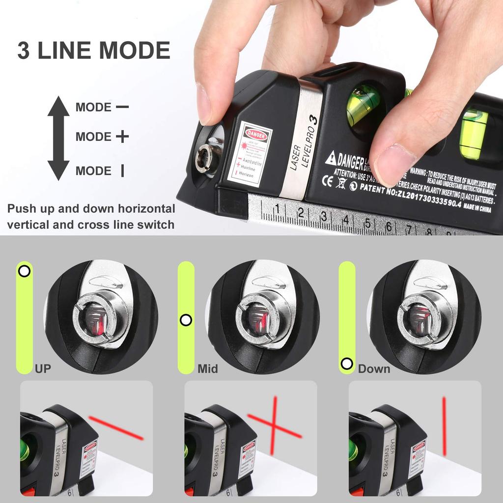 Laser Level Line Tool, Multipurpose Laser Level Kit Standard Cross Line Laser Level Laser Line Leveler Beam Tool