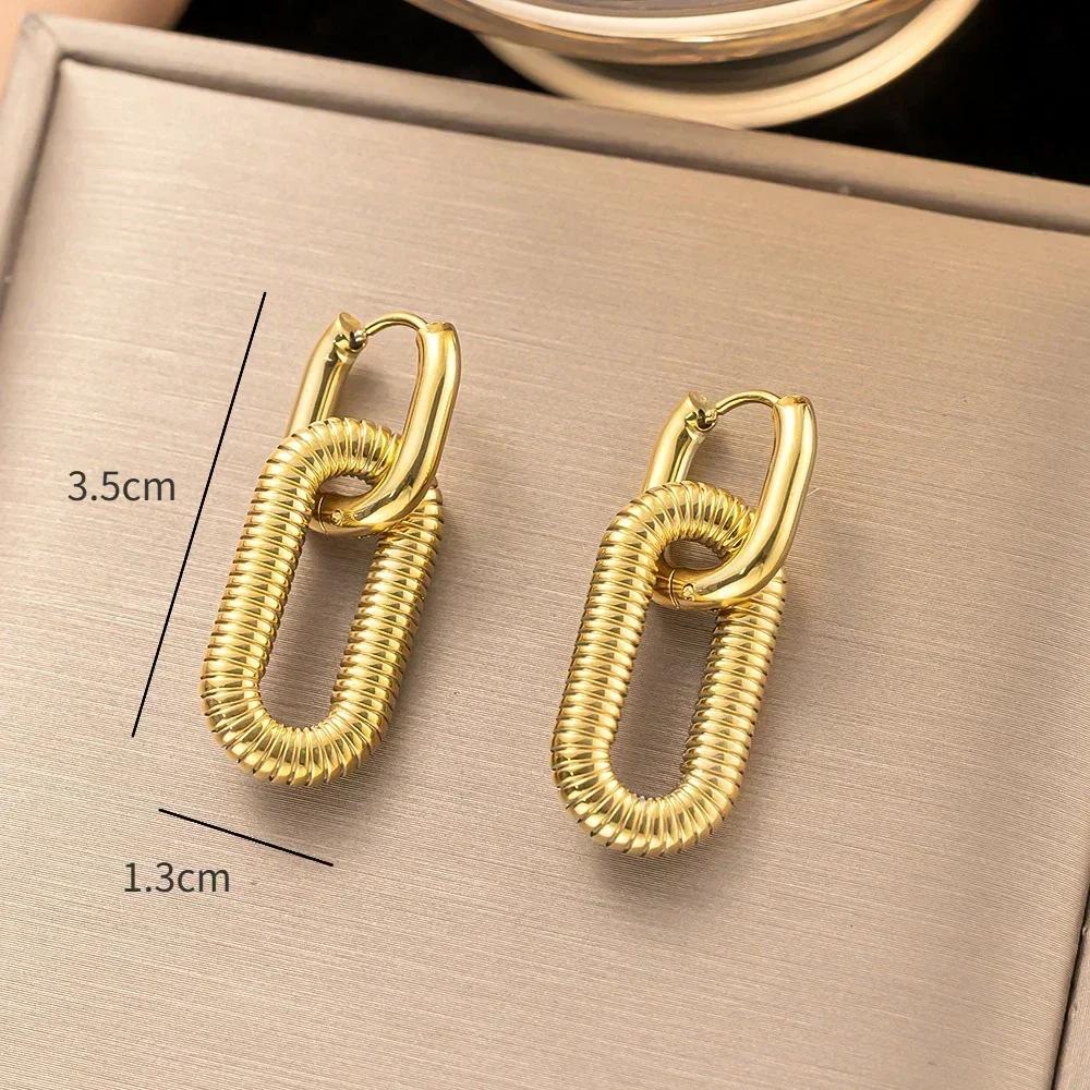 Goldfarbene Hängeohrringe mit glänzendem Zirkon-Dekor Elegantes minimalistisches Doppelschleifen-Design Creolen Schmuck Geschenk für Frauen