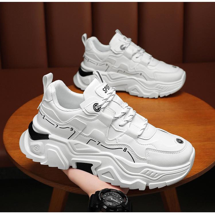 Spring Men's Shoes Breathable White Shoes Men's Trend Versatile Inner Heightening Sports Shoes Casual Dad Shoes