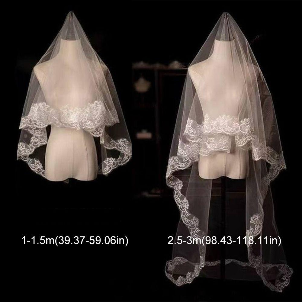 Soft Tulle Wedding Veils Lace Flower Bride Head Gauze Elegant Bridal Veil  Wedding Accessories