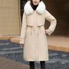 Koreanischer Stil Damen Mittellange Baumwolljacke Hoodie Passform Damenjacken Winter Mittellang Büro Baumwollmäntel Warme Fleece Parkas