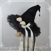 Halloween Witch Hat Pointed Wizard Hats Black Gothic Velvet Rose Dark Gorgeous Women Hat for Women