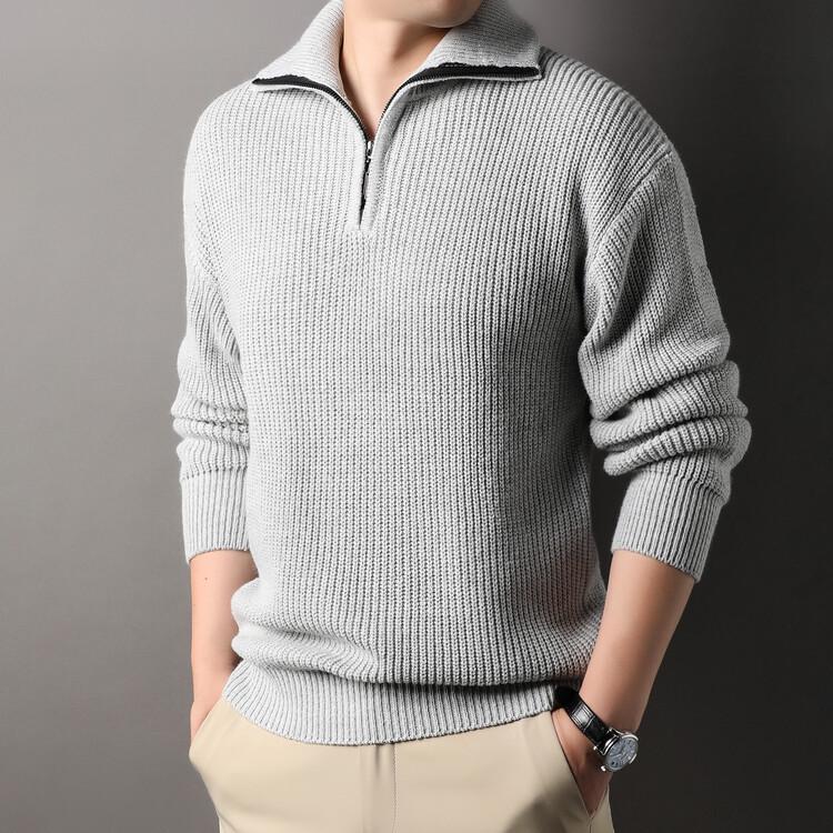 Men's Solid Color Knitwear: British Style Lapel Sweater