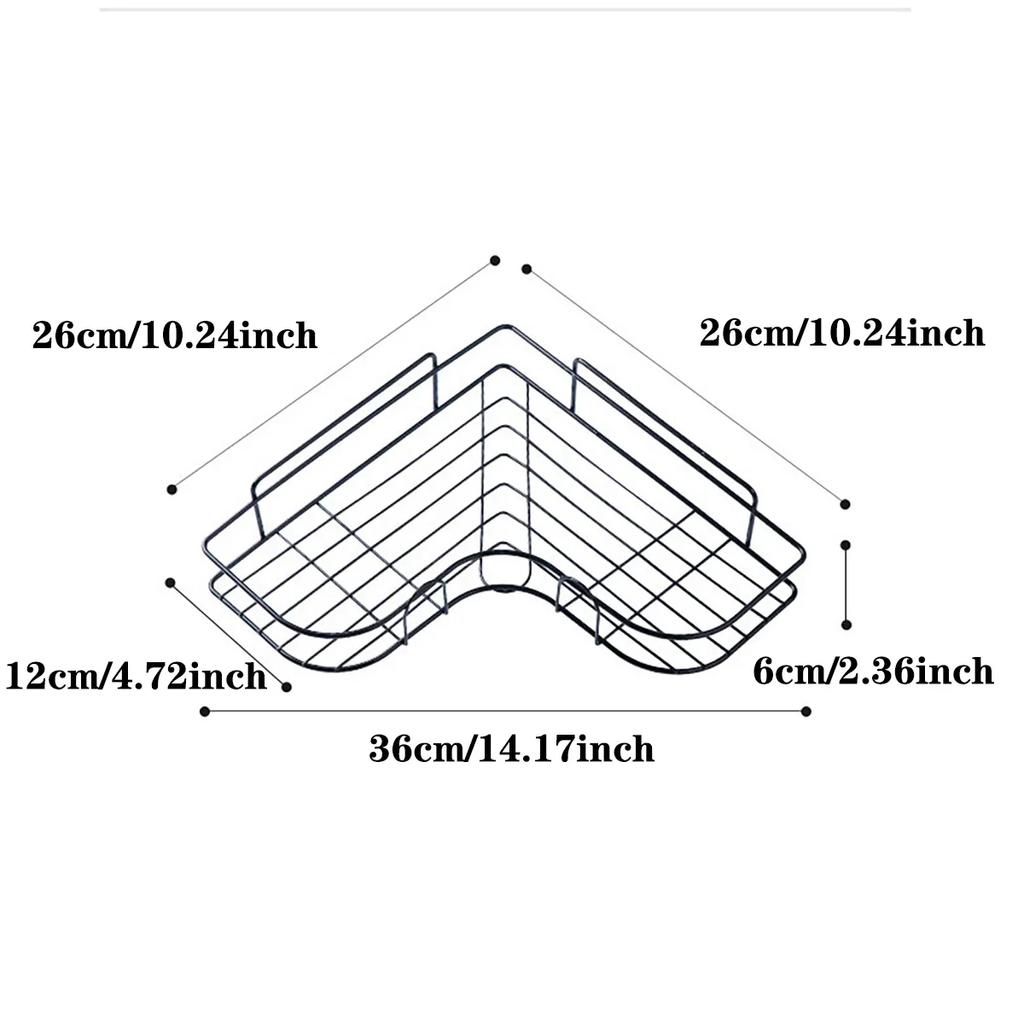 Badezimmer-Ecklagerregale, Wandregal, Shampoo-Halter, Eisen-Duschablaufkorb, stanzfreier Organizer, Badzubehör