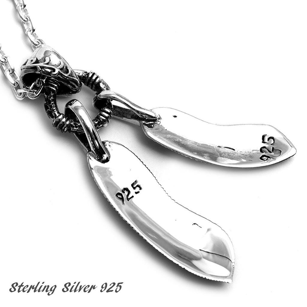 [STERLING SILVER 925] Feather Pendant for Men and Women with Chain AMTHBNE-001