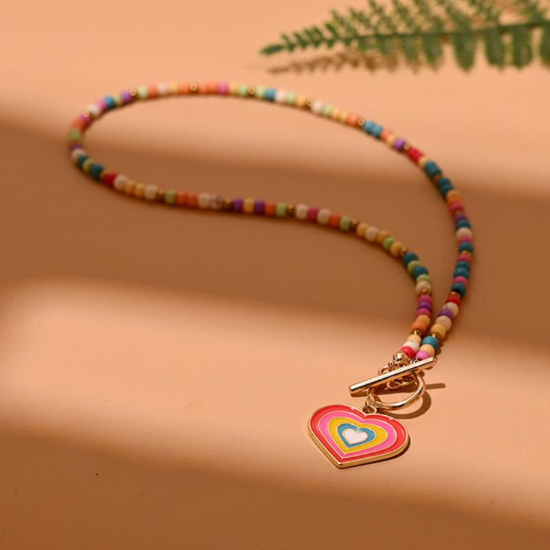 Colorful Bead Choker Necklace For Women Neck Chain  Evil Charm Daily Jewellery Accessories Gift