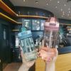 With Straw Sports Water Bottle 500/650ml Drinkware Portable Plastic Transparent Water Bottle  Gift